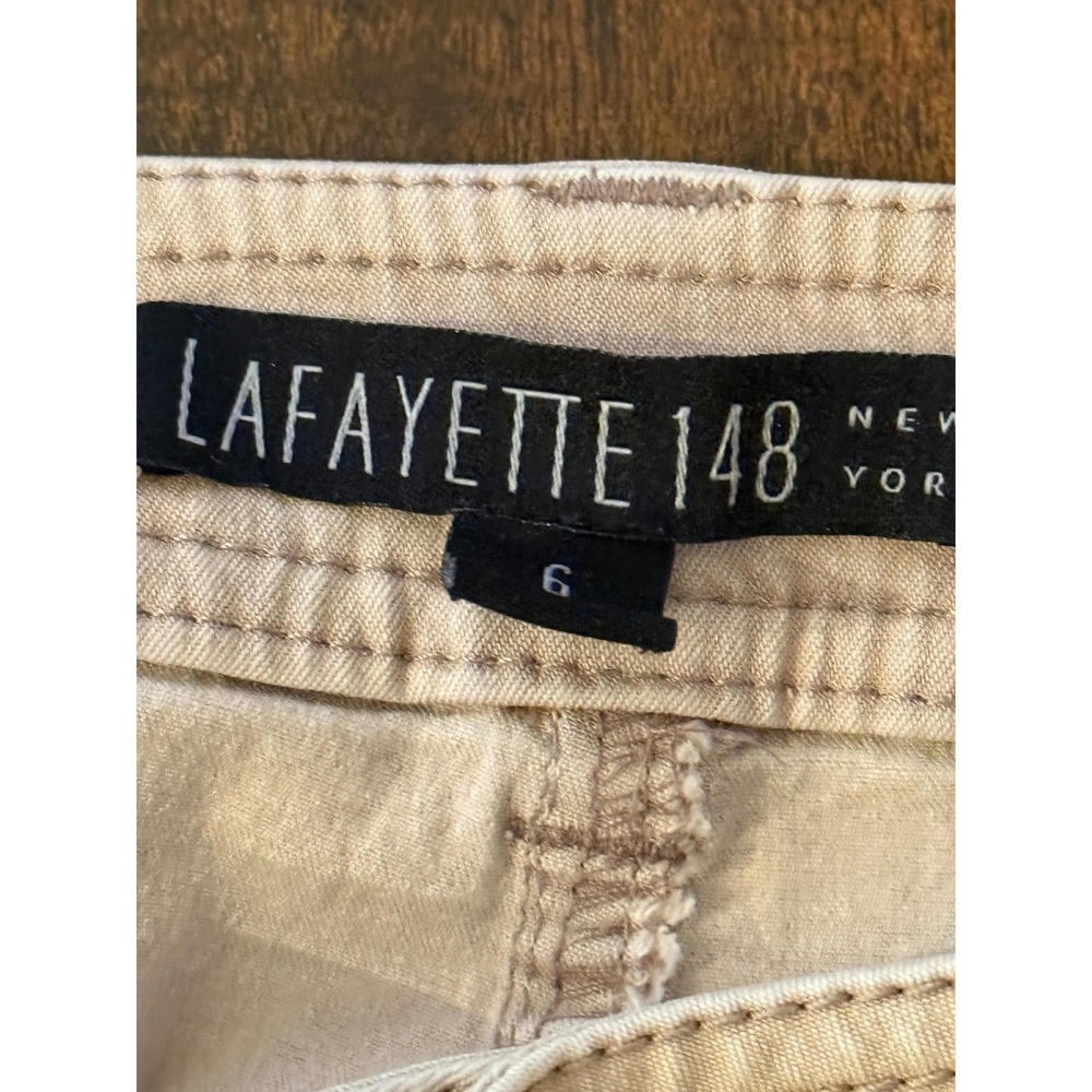 Lafayette 148 New York Tan Khaki Cuffed Slim Leg Pants Womens Size 6 - Picture 5 of 9